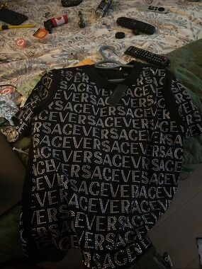 Versace Black Studded Track Suit With Tags